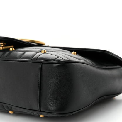 Gucci Calfskin Matelasse Studded Medium Pearly GG Marmont Shoulder Bag Black 10 of 10