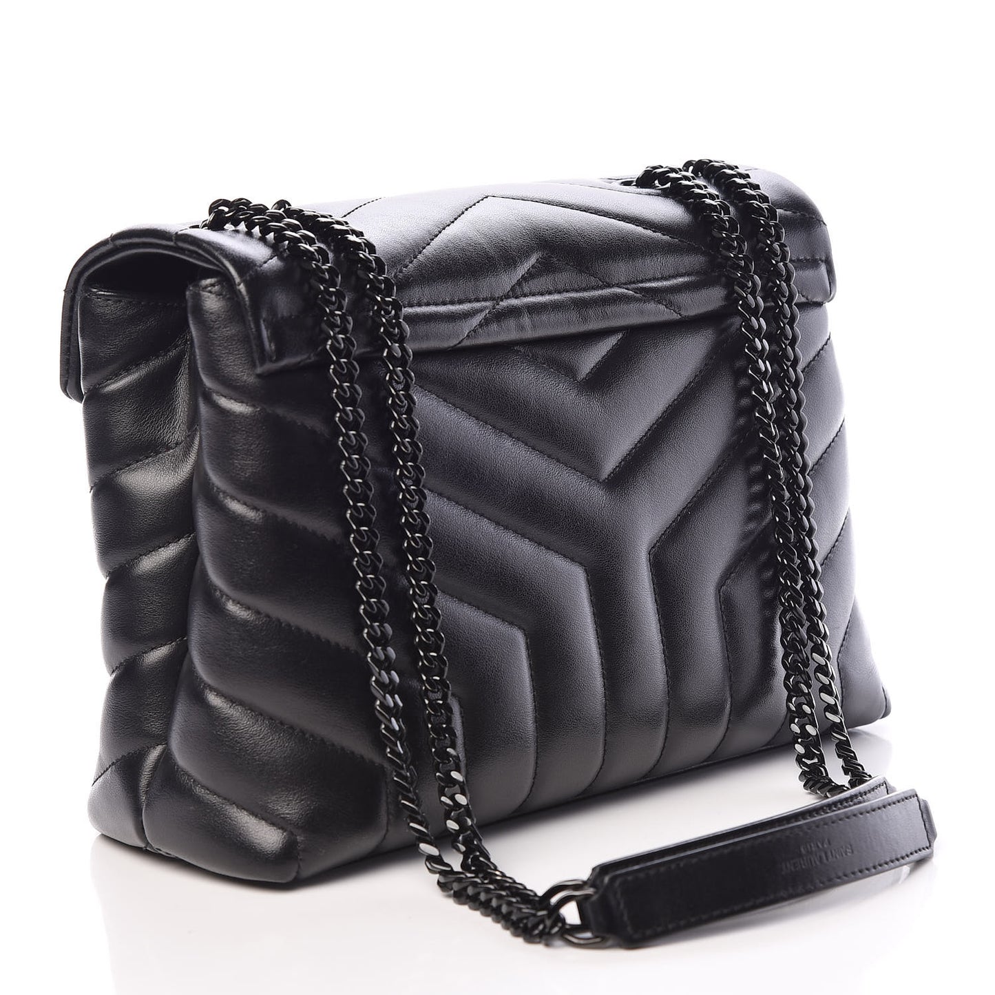 Calfskin Y Quilted Monogram Small Loulou Chain Satchel Black