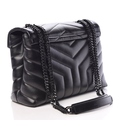 Saint Laurent Calfskin Y Quilted Monogram Small Loulou Chain Satchel Black 3 of 11