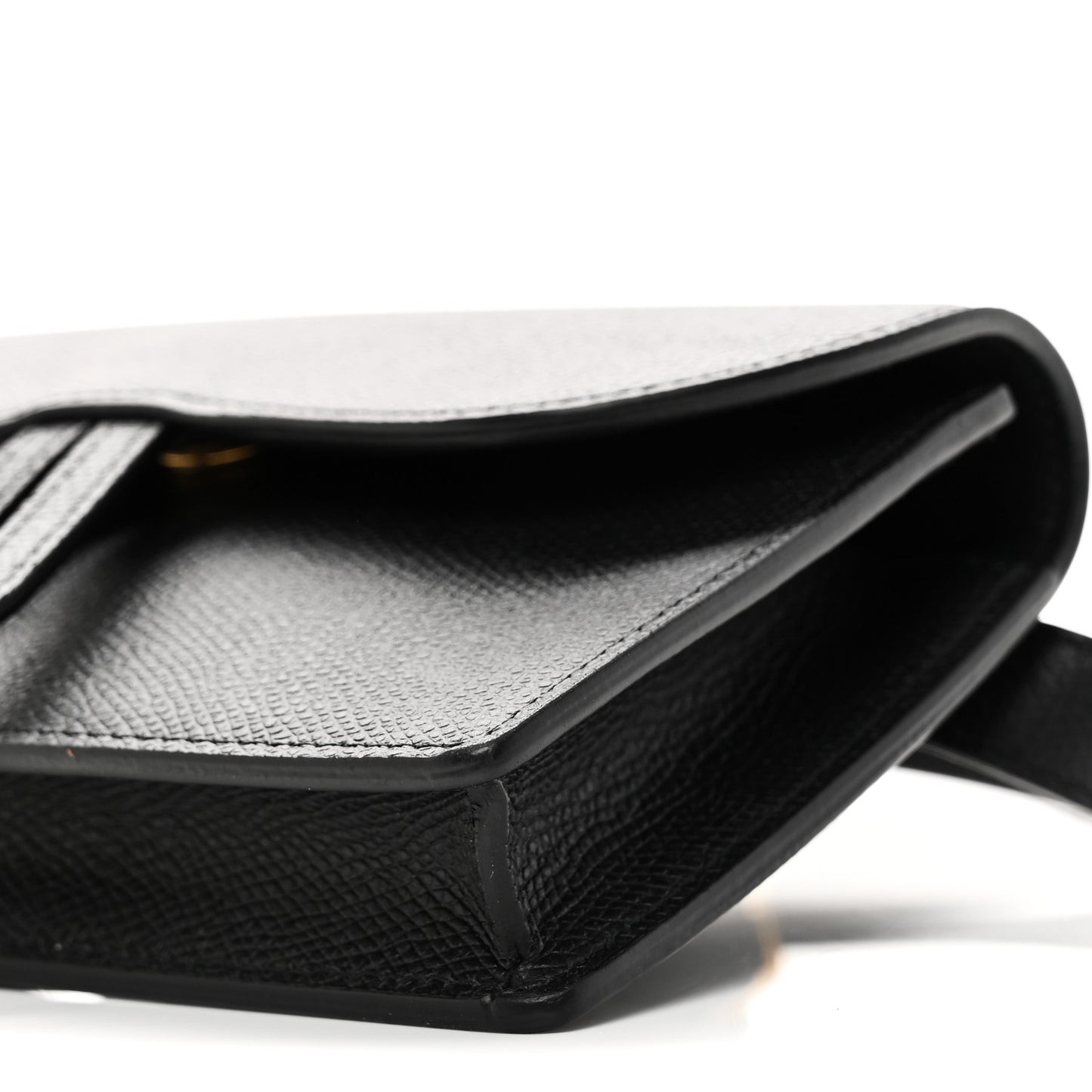 Grained Calfskin Saddle Belt Bag Black