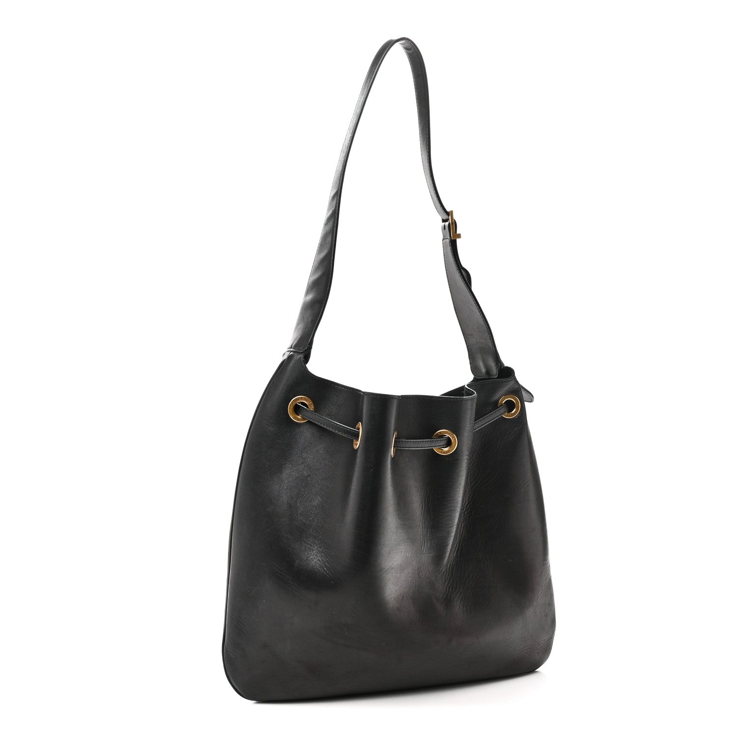 Saint Laurent Smooth Calfskin Paris VII Large Flat Hobo Black 4 of 11
