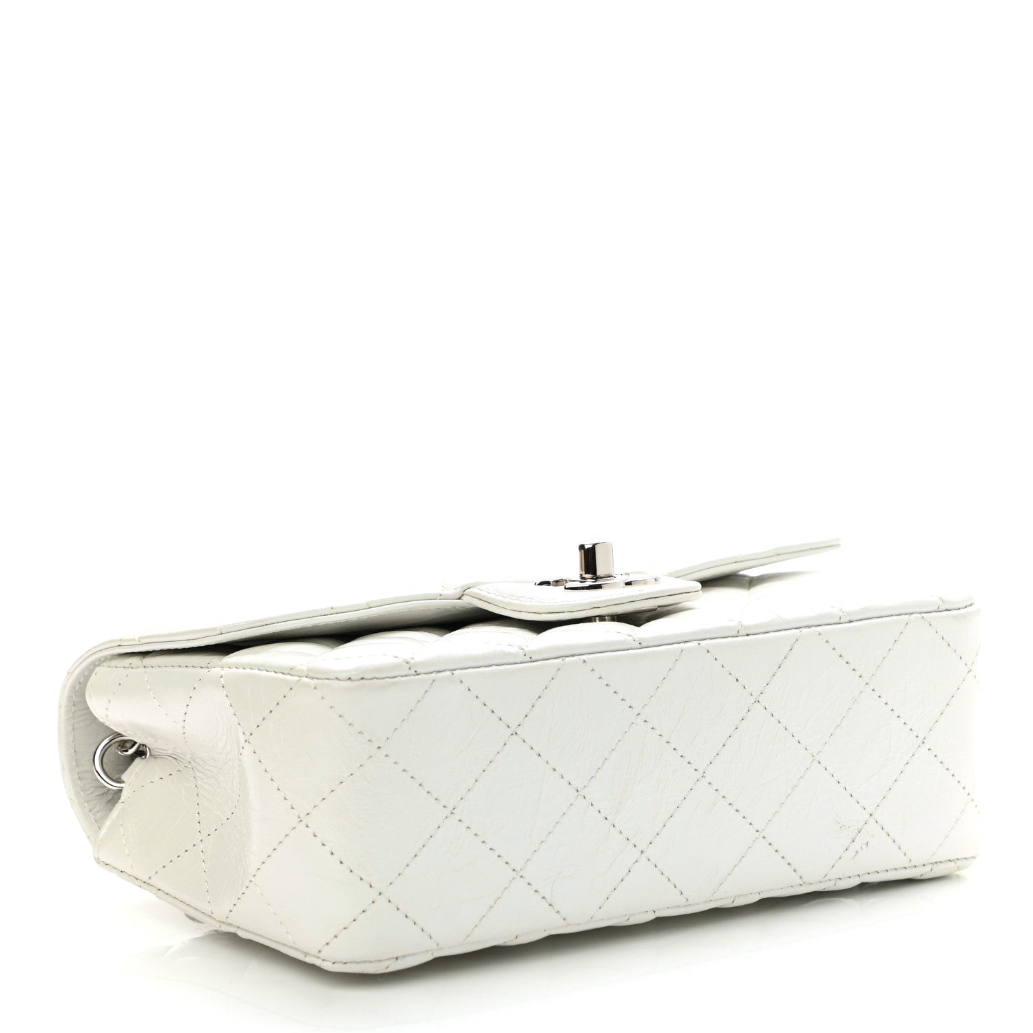 Chanel Iridescent Crumpled Calfskin Quilted Mini Rectangular Flap White 3 of 11