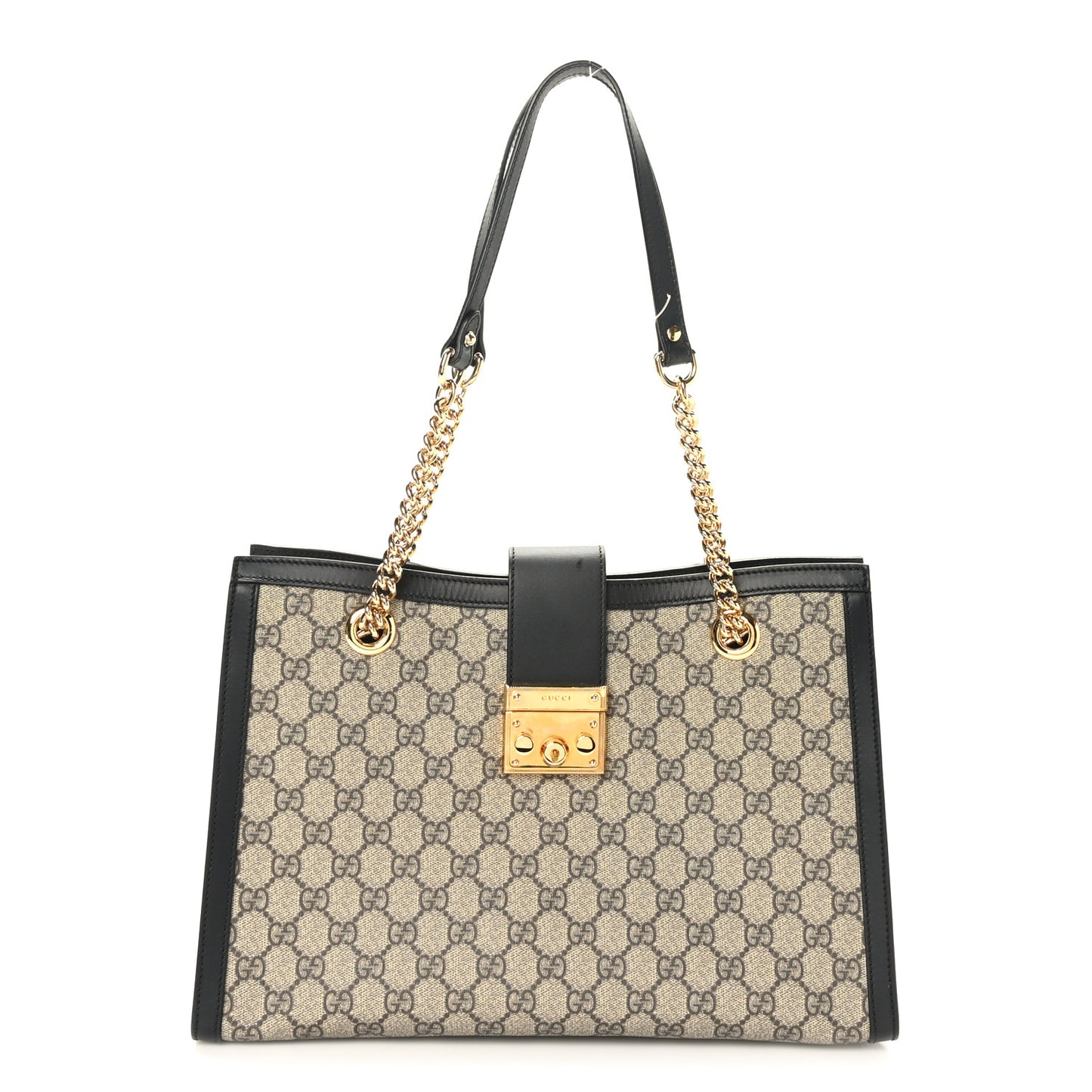 GG Supreme Monogram Medium Padlock Tote Black