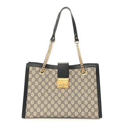 Gucci GG Supreme Monogram Medium Padlock Tote Black 1 of 9