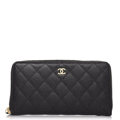 Chanel Caviar Quilted Large Gusset Zip Around Wallet Black 1 of 8