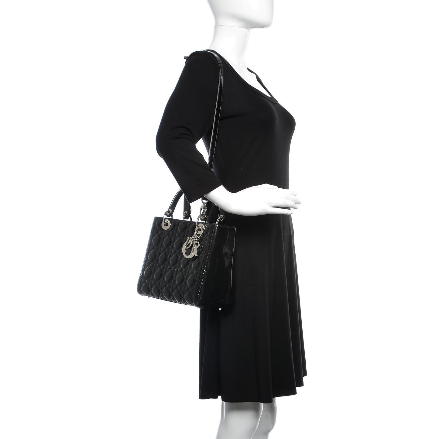 Patent Cannage Medium Lady Dior Black