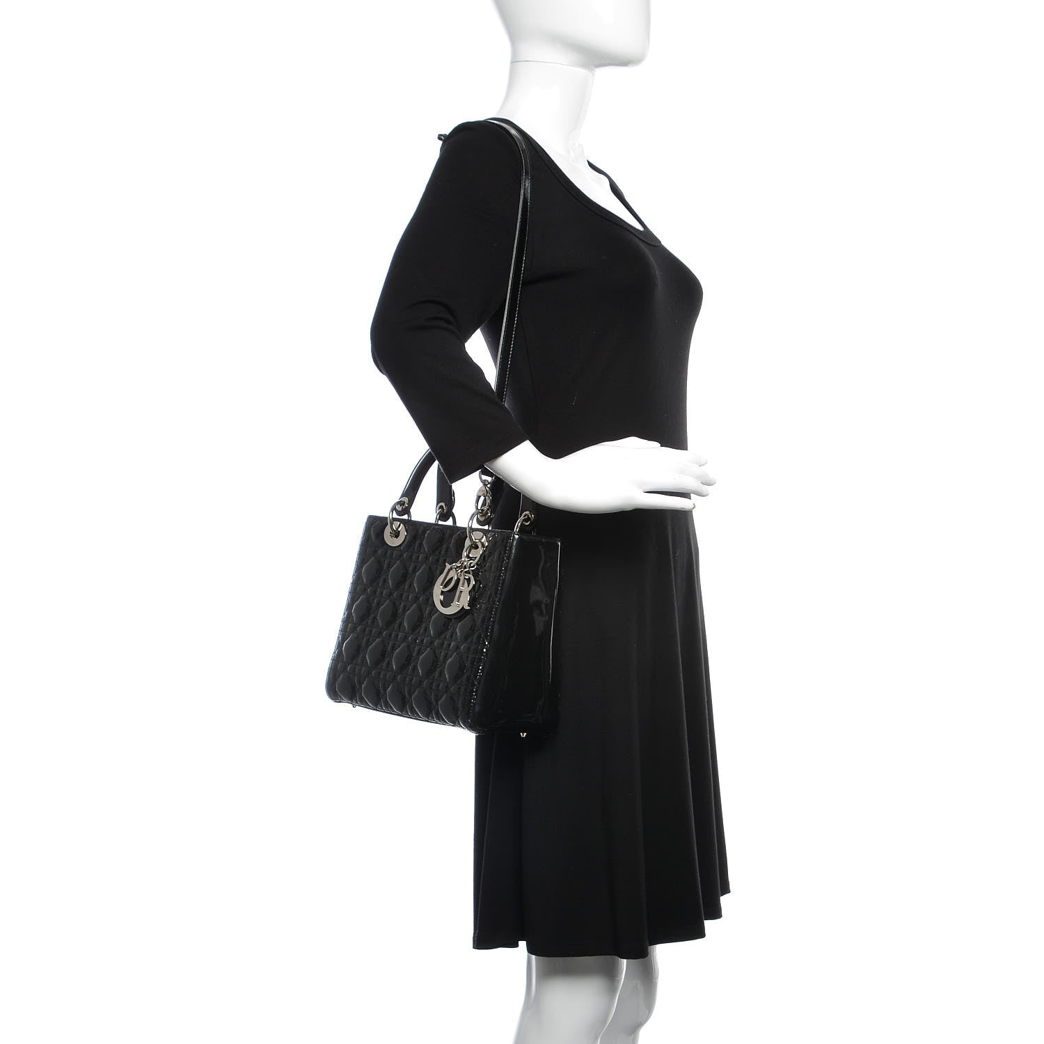 Christian Dior Patent Cannage Medium Lady Dior Black 2 of 13