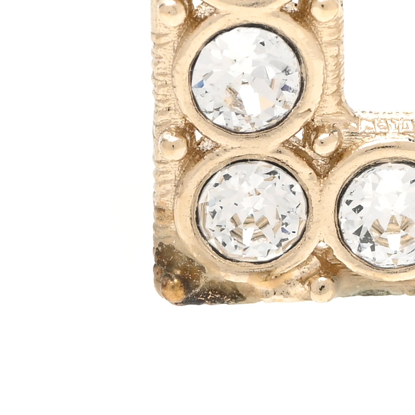 Crystal Cha-Nel Logo Drop Earrings Gold