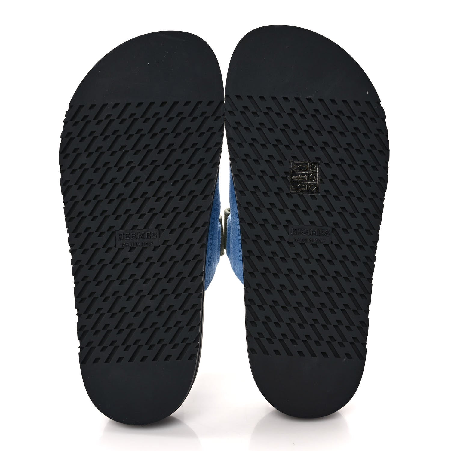Hermes Suede Goatskin Womens Chypre Sandals 37 Bleu Cameo Vert 5 of 8