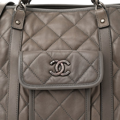 Chanel Calfskin Quilted Casual Riviera Tote Grey 9 of 13