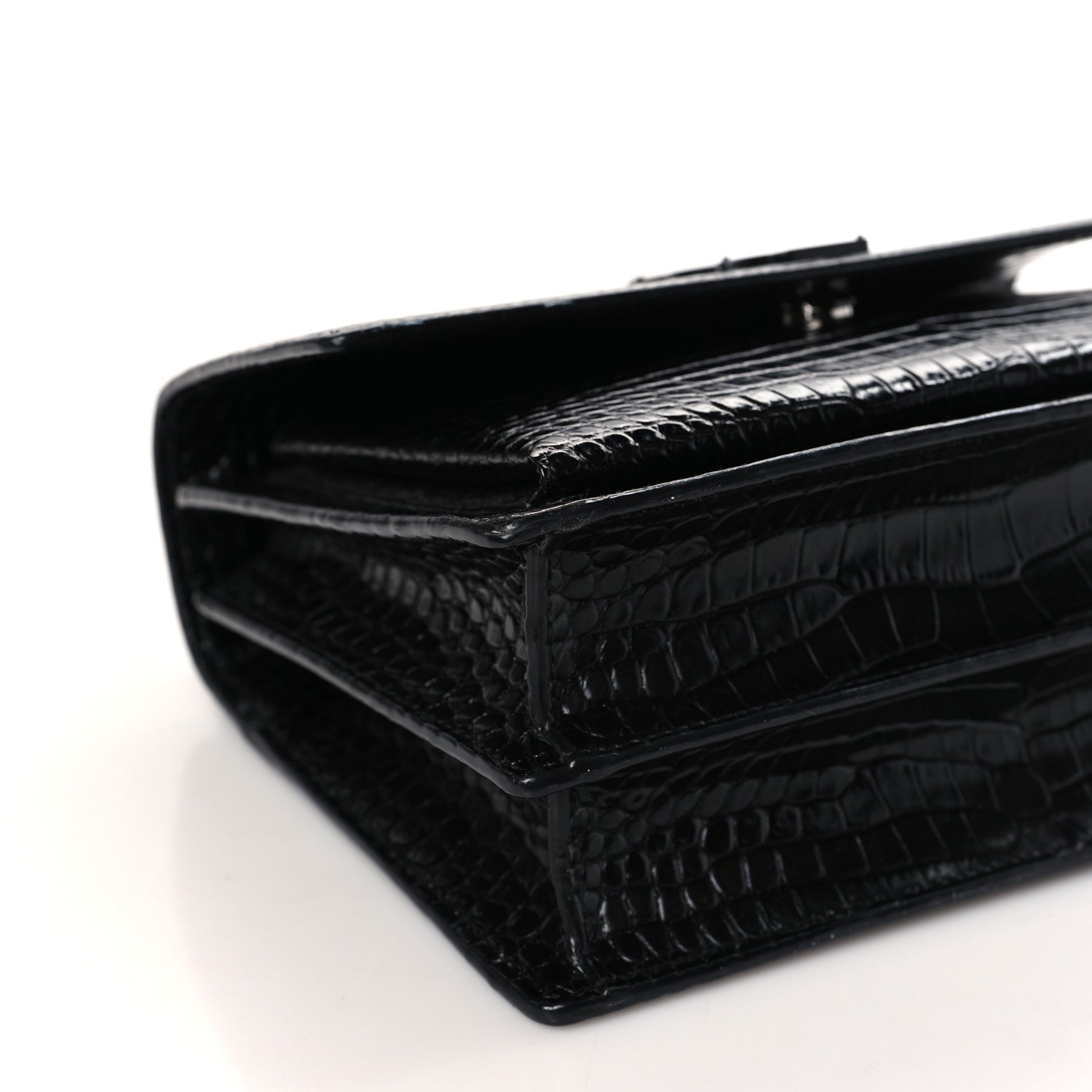 Saint Laurent Calfskin Crocodile Embossed Medium Monochrome Monogram Sunset Black 7 of 8