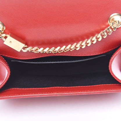 Saint Laurent Grain De Poudre Small Monogram Kate Satchel Red 5 of 11