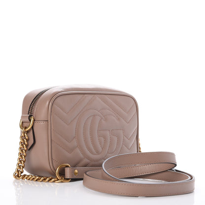 Gucci Calfskin Matelasse Mini GG Marmont Chain Shoulder Bag Nude 3 of 8