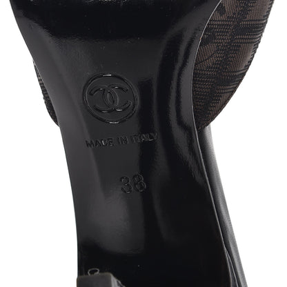 Chanel Canvas Calfskin Cap Toe Mules 38 Black Brown 10 of 11