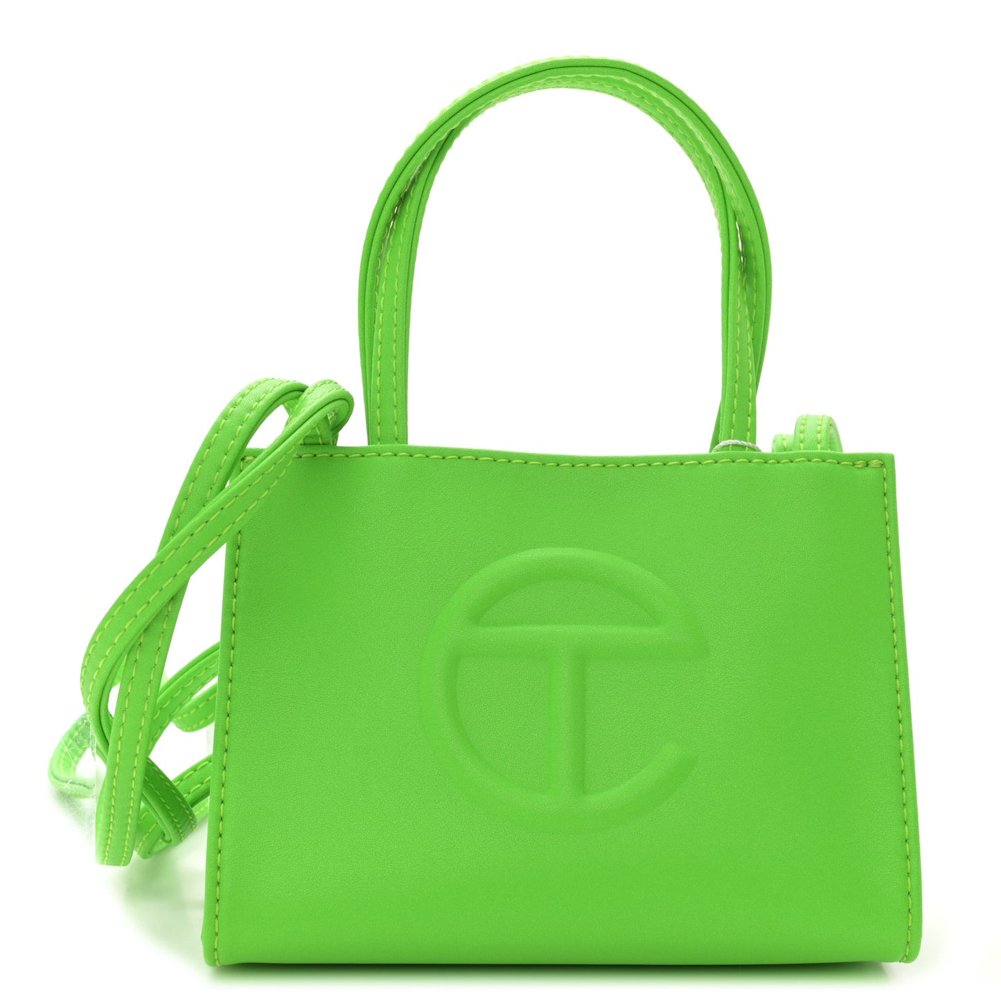 Vegan Leather Small Shopping Bag Highlighter Green