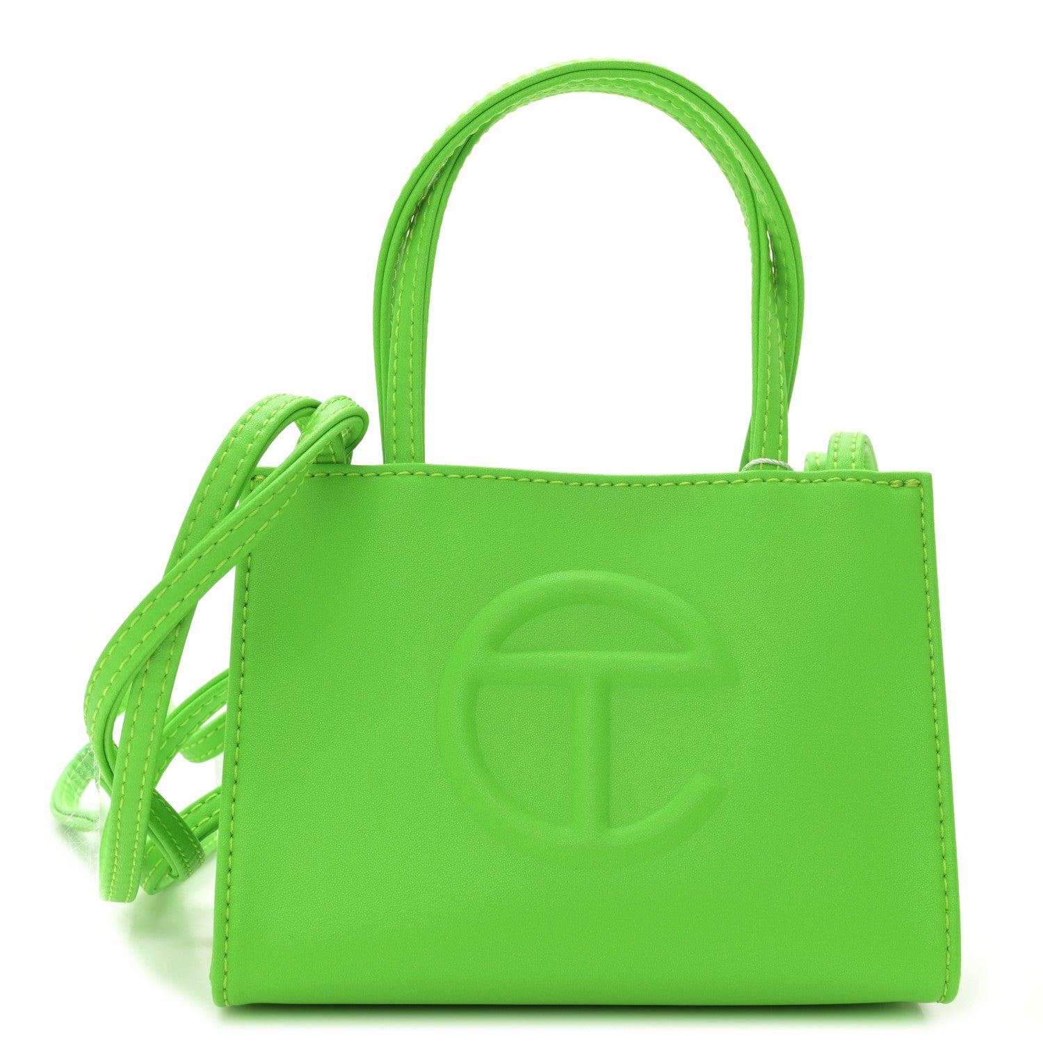 Telfar Vegan Leather Small Shopping Bag Highlighter Green 1 of 9