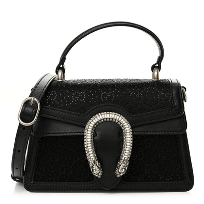 Gucci Satin Crystal GG Monogram Mini Dionysus Top Handle Bag Black 1 of 12