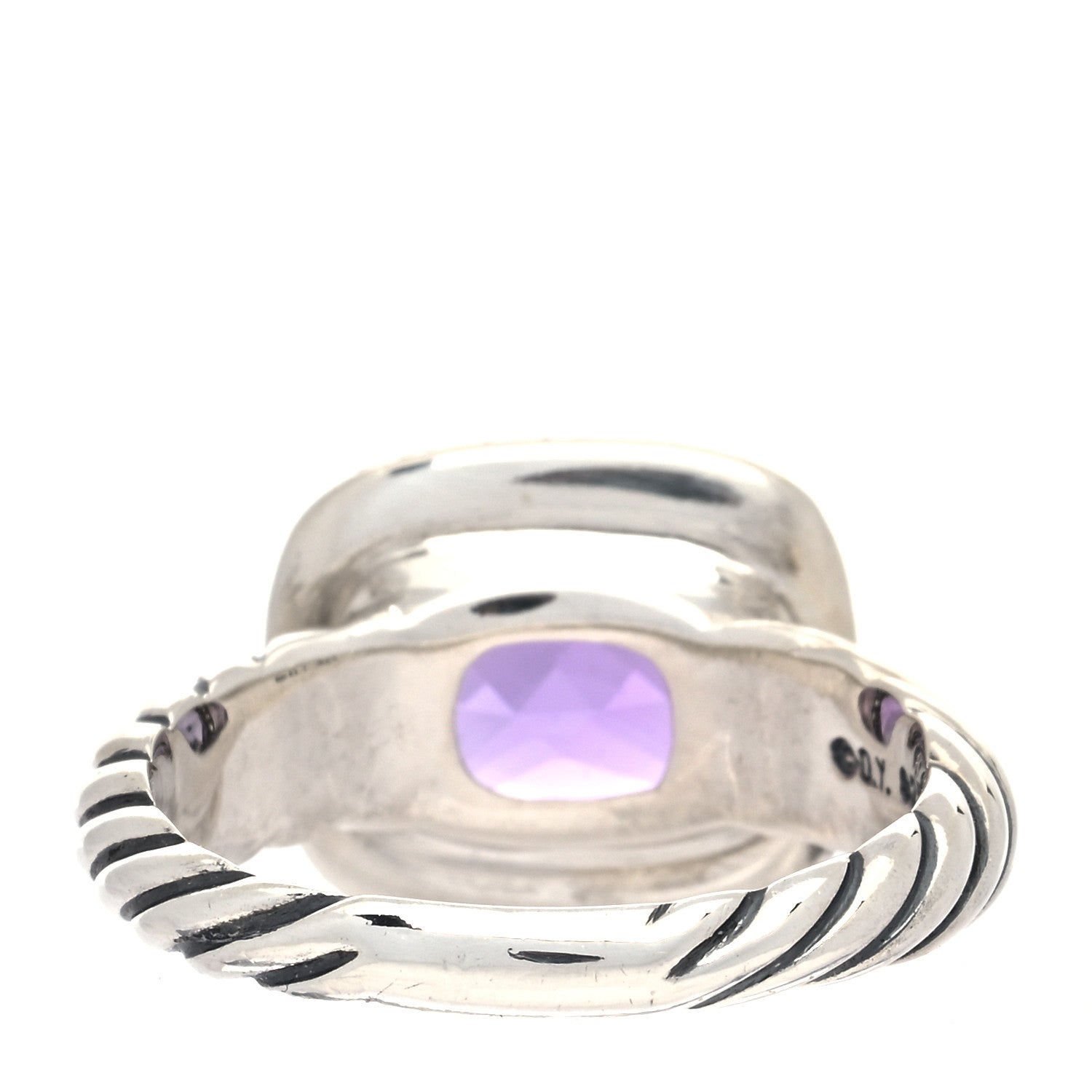 David Yurman Sterling Silver Diamond Amethyst 10mm Noblesse Ring 52 6 3 of 4