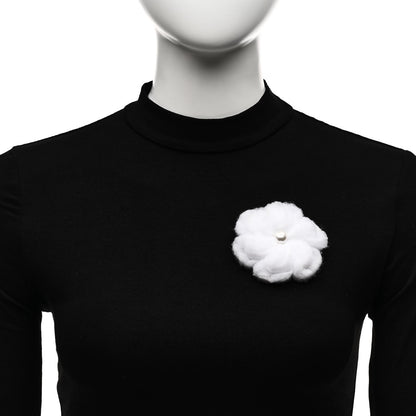 Chanel Pearl Fabric Camellia CC Brooch White 2 of 4