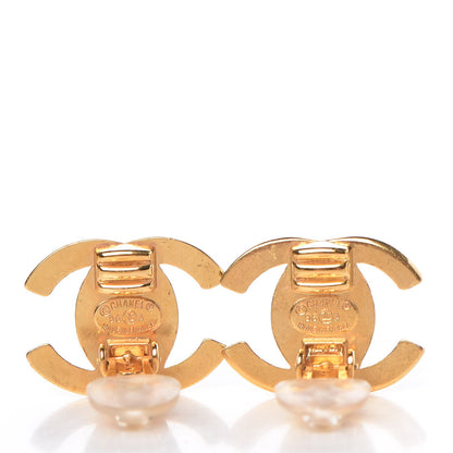 Chanel Crystal CC Turnlock Clip On Earrings Gold 11 of 13