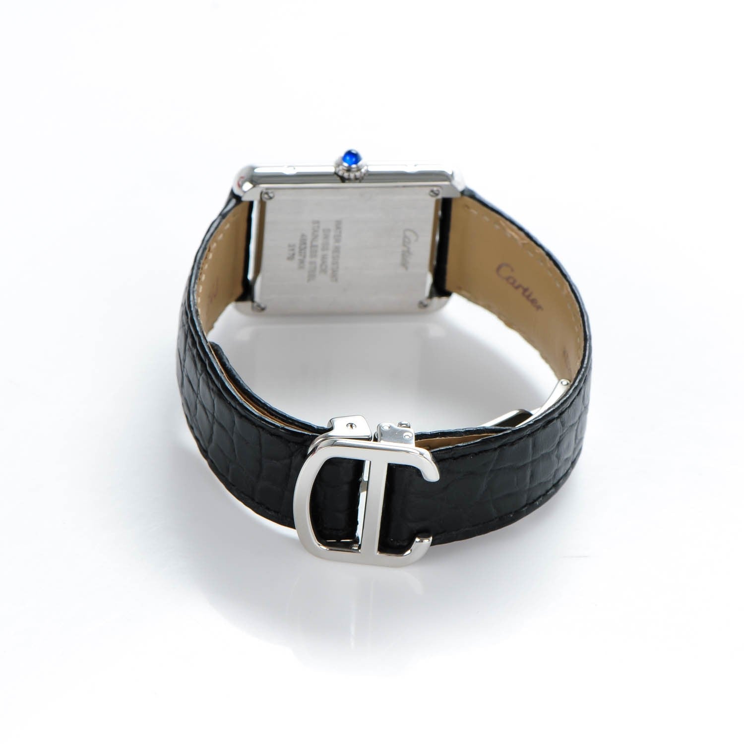 Cartier Stainless Steel Alligator 24mm Tank Solo Quartz Watch 5 of 10