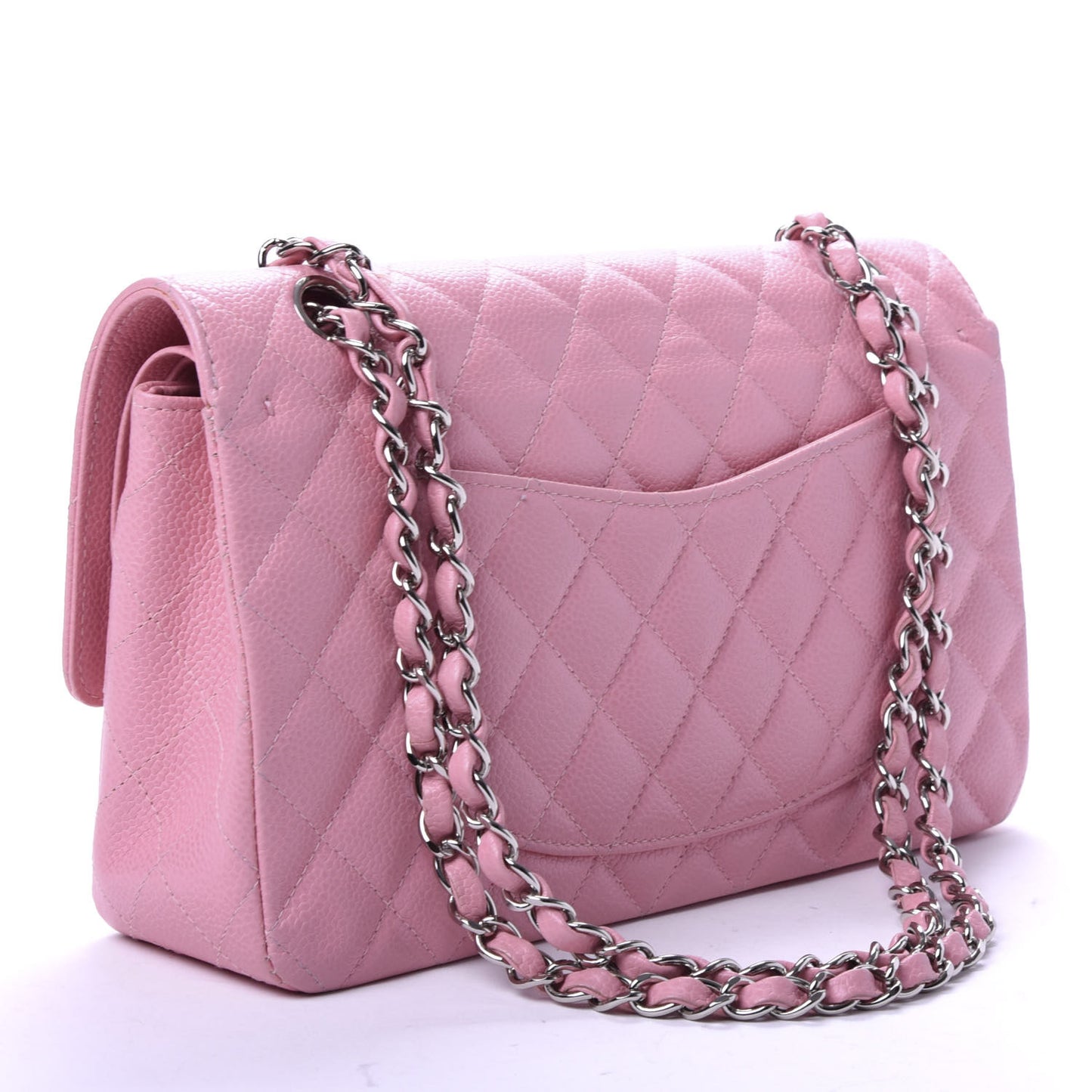 Caviar Quilted Medium Double Flap Pink