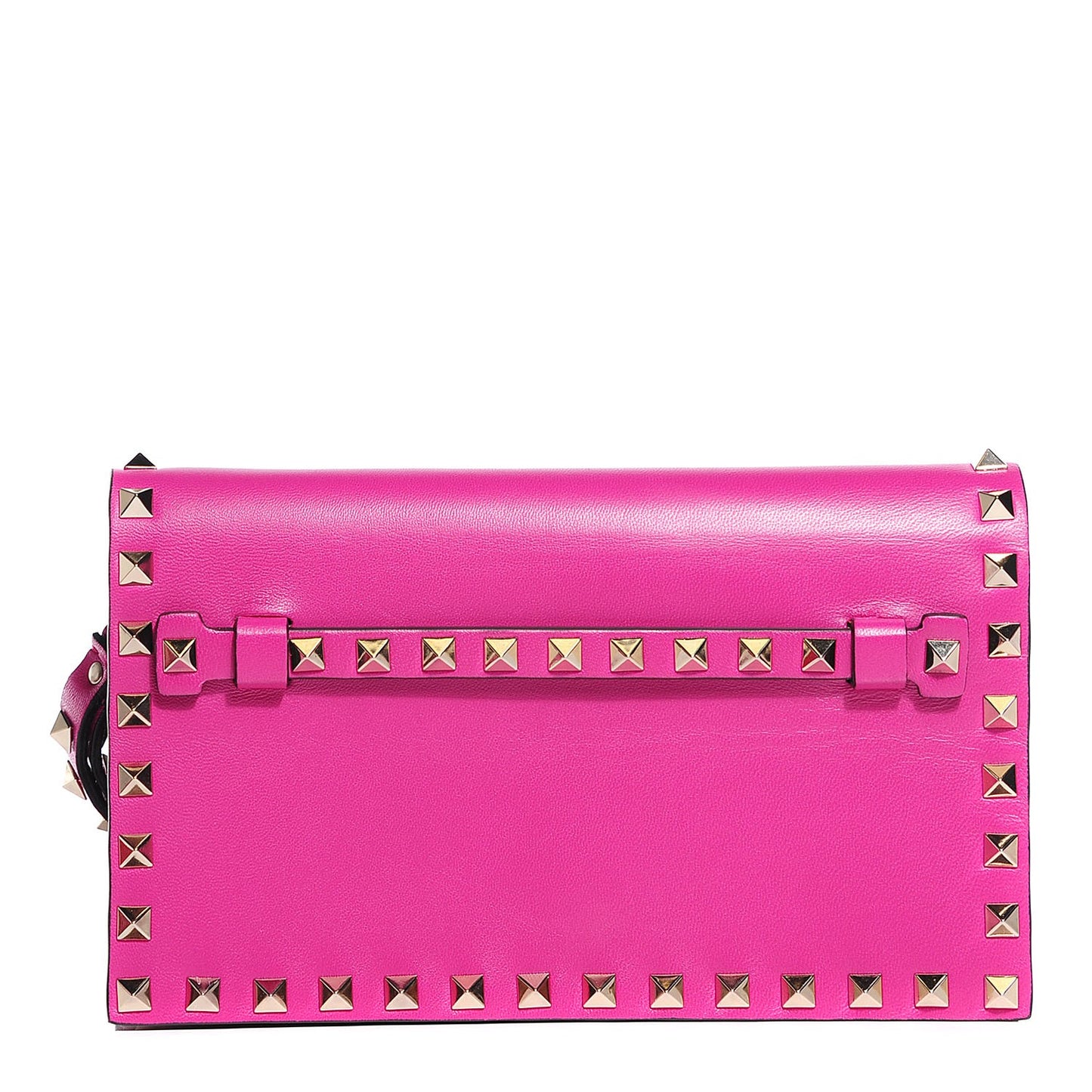 Nappa Small Rockstud Wristlet Clutch Fuxia