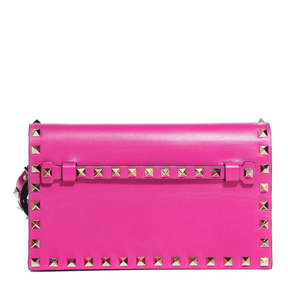 Valentino Garavani Nappa Small Rockstud Wristlet Clutch Fuxia 1 of 8
