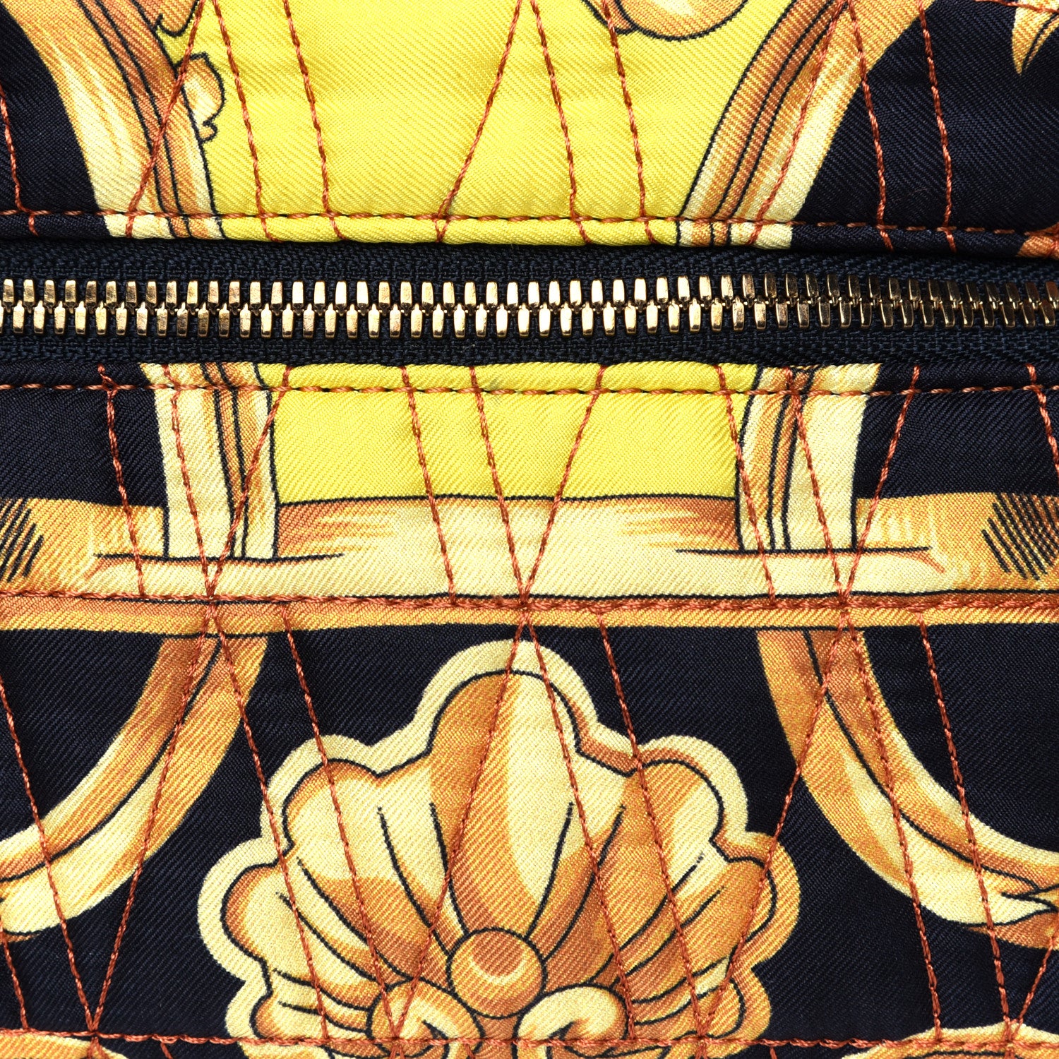 Versace Vitello Nylon Quilted Trapuntata Baroque Print Belt Bag Black Gold 10 of 10