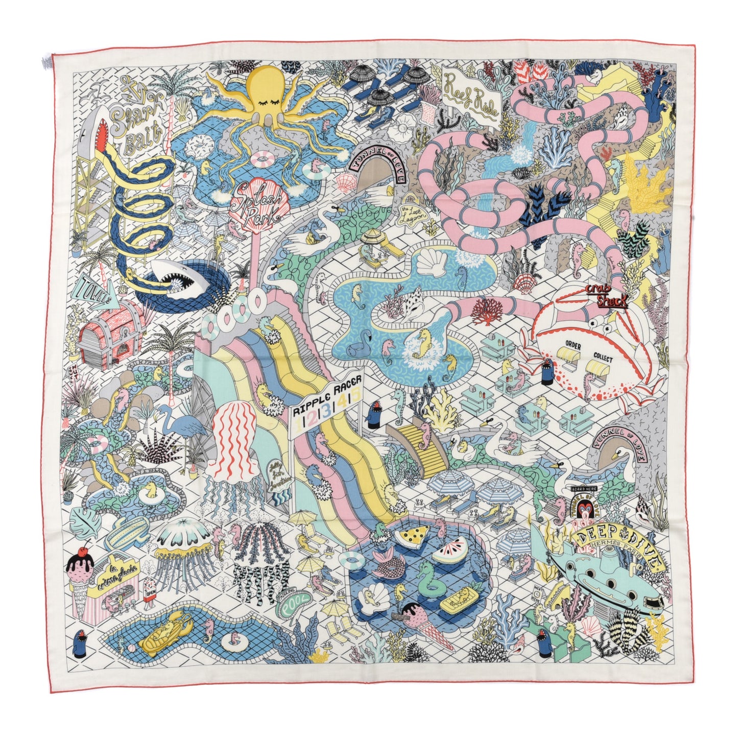 Cashmere Silk Splash Park Shawl 140 White Jaune Multicolor