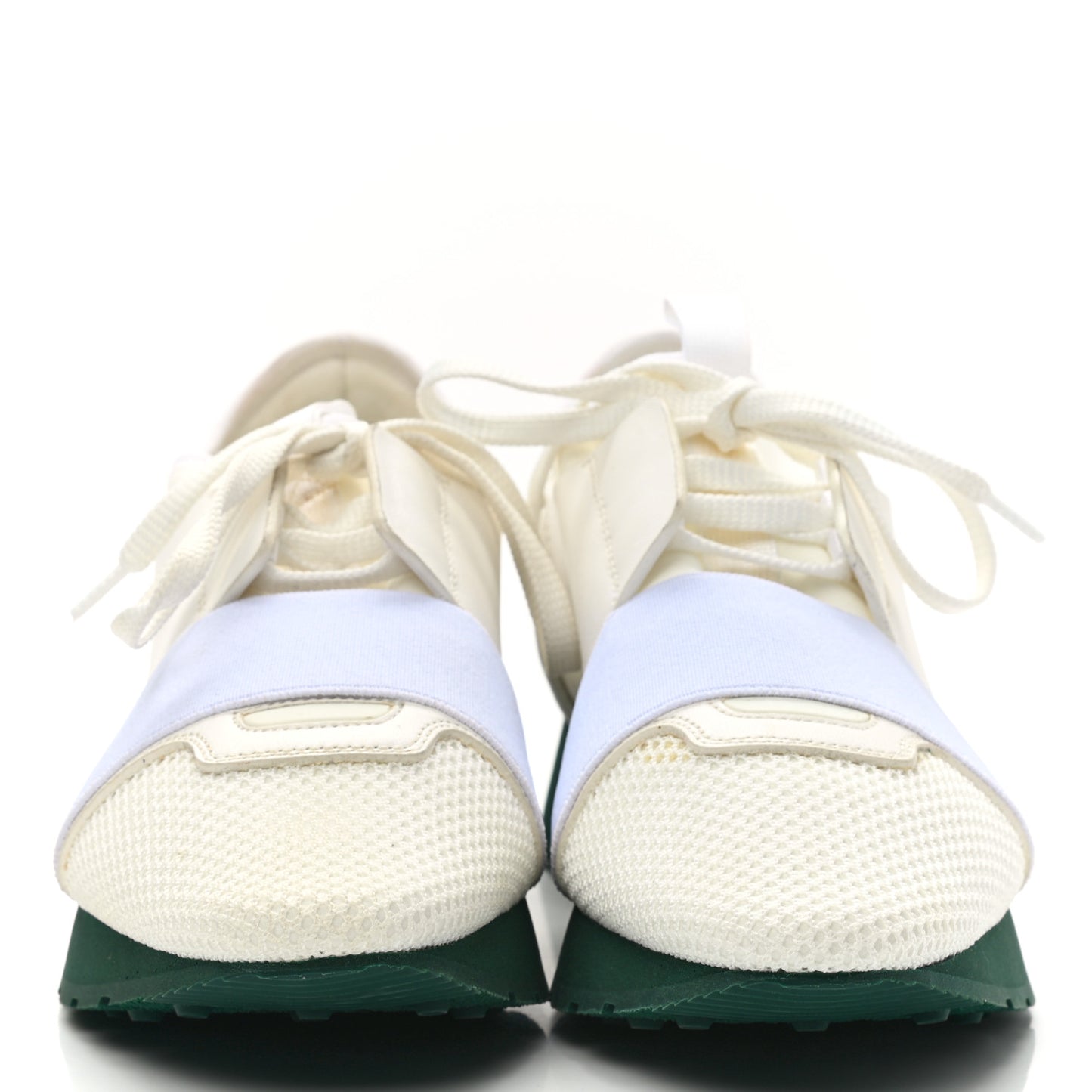 Mesh Calfskin Neoprene Womens Race Runner Sneakers 36 White