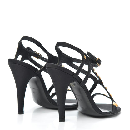 Chanel Grosgrain Charms Sandals 37.5 Black 4 of 7