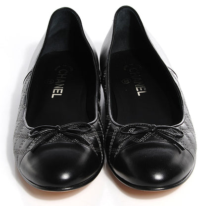 Chanel Lambskin Stitched Cap Toe Ballerina Flats Black 39 2 of 6