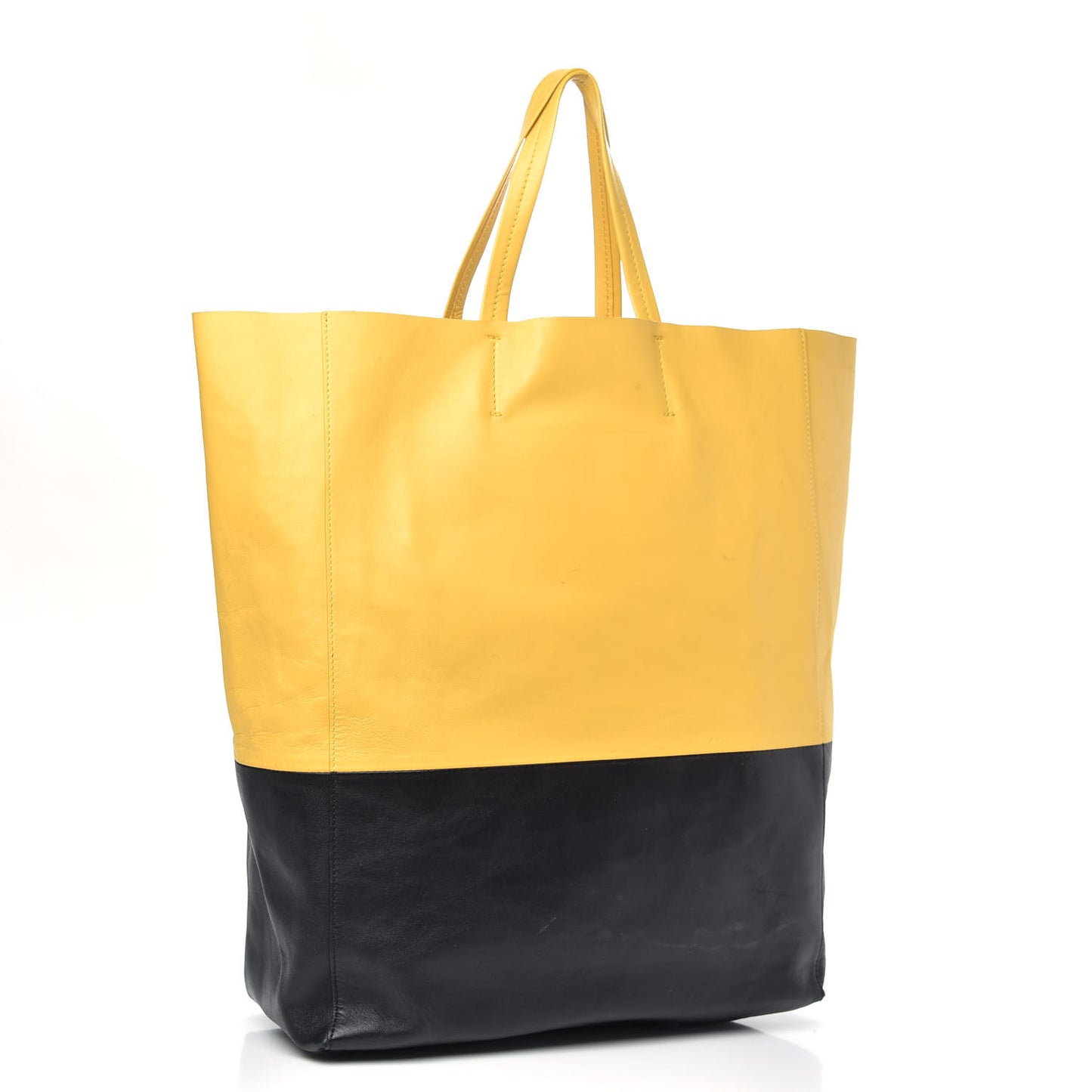 Lambskin Vertical Bi-Color Cabas Black Yellow