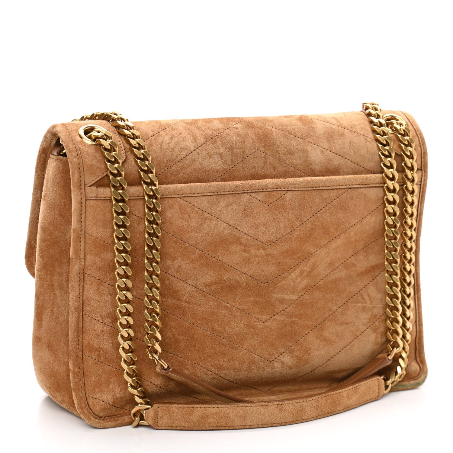 Saint Laurent Suede Monogram Medium Niki Chain Satchel Cinnamon