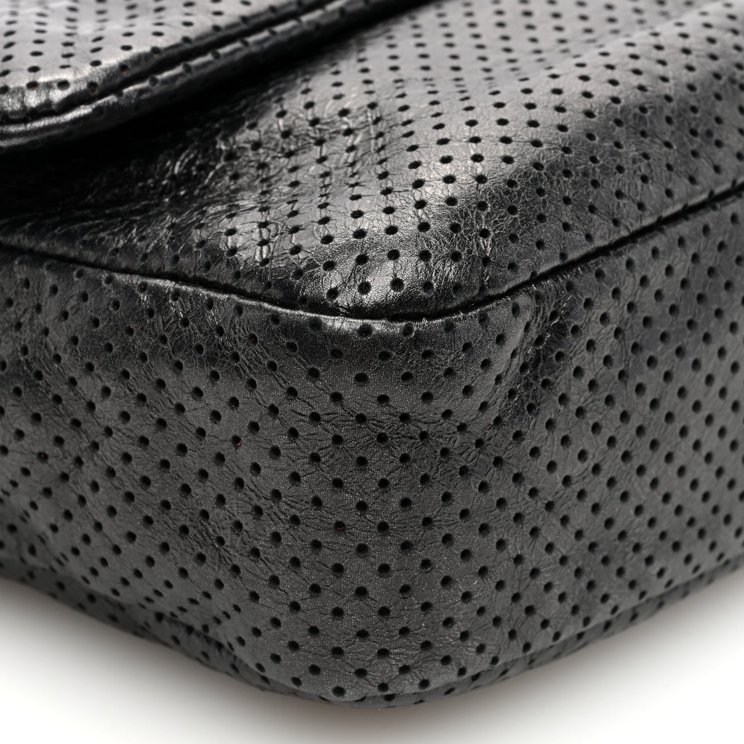 Chanel Metallic Crackled Calfskin Large Perforated Drill Flap Black 9 of 10