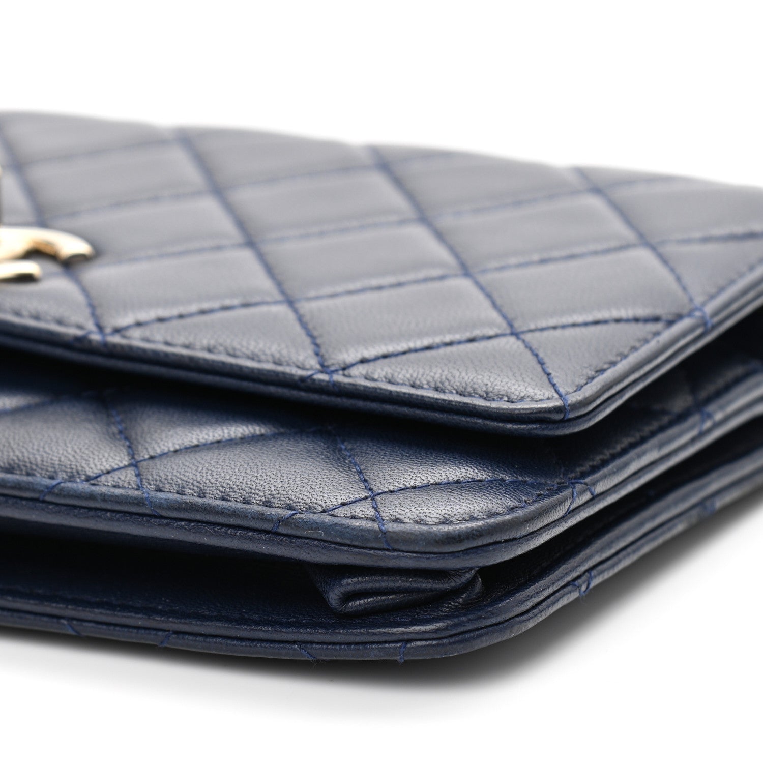 Chanel Lambskin Quilted Trendy CC Wallet On Chain WOC Navy 10 of 12