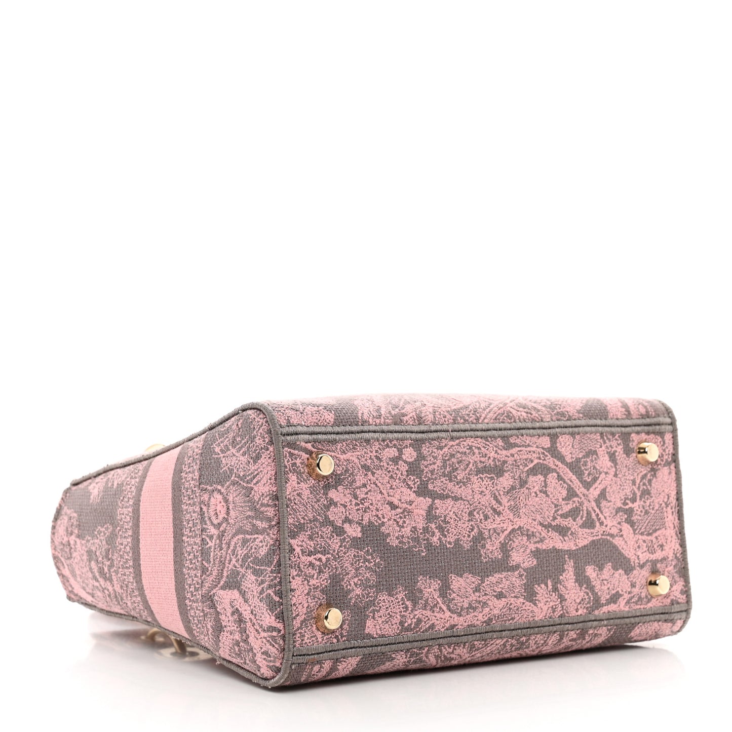 Canvas Toile De Jouy Reverse Embroidered Medium Lady D-Lite Gray Pink