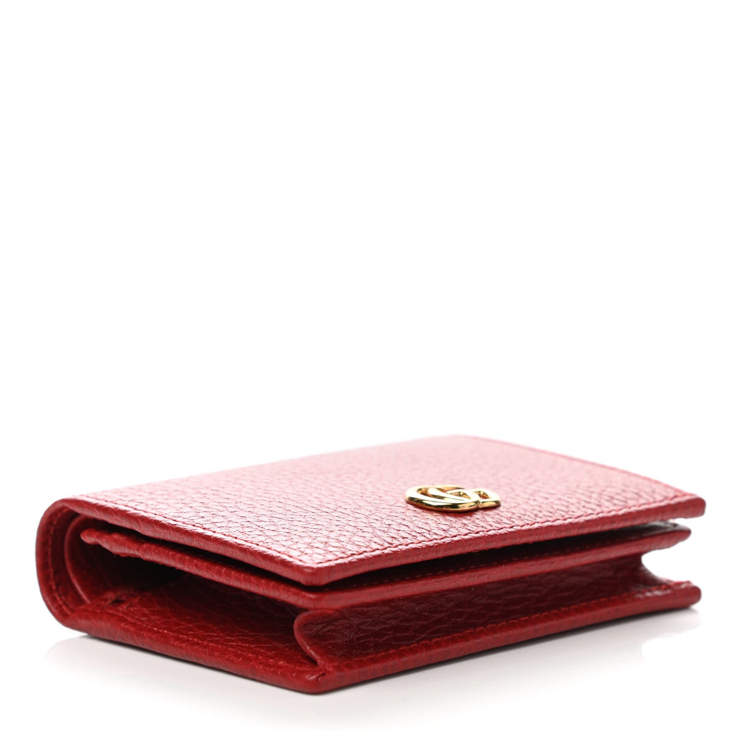 Pebbled Calfskin GG Marmont Card Case Hibiscus Red