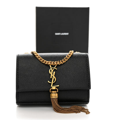 Saint Laurent Grain De Poudre Micro Classic Monogram Kate Tassel Airpods Bag Black 8 of 8