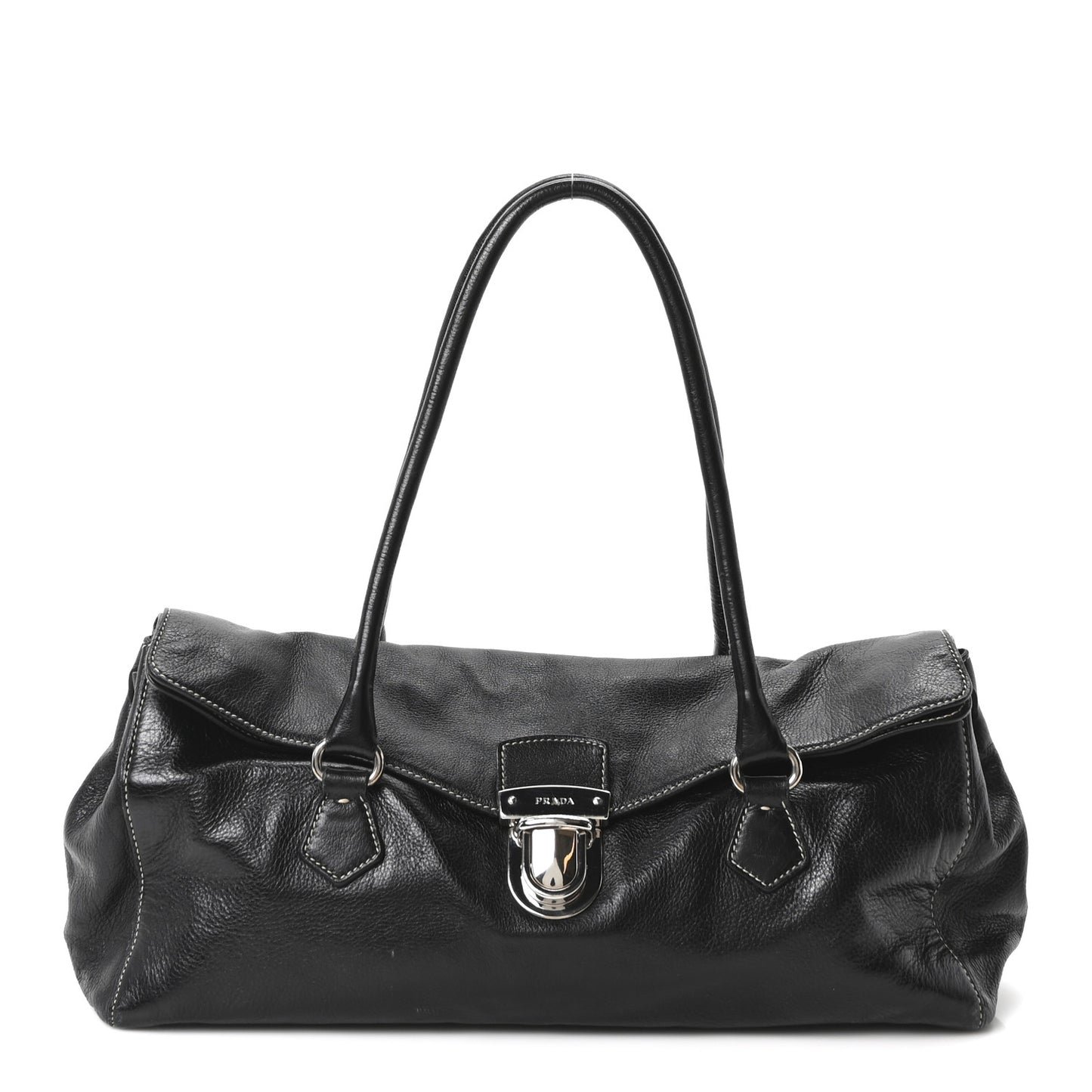 Vitello Easy Foldover Pushlock Satchel Black