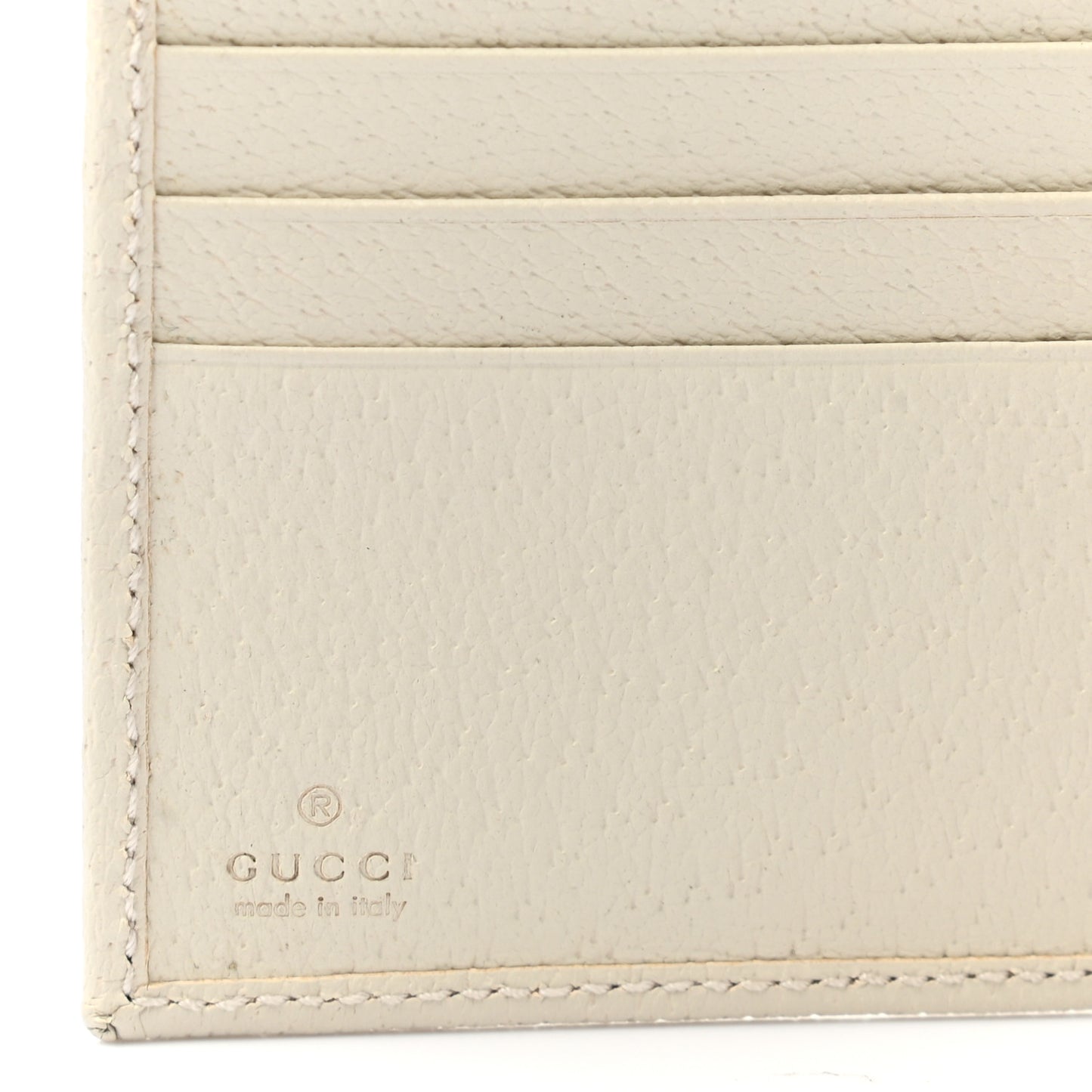 GG Supreme Monogram Textured Calfskin Web Mens Ophidia Bi-Fold Coin Wallet Beige Ebony Mystic White