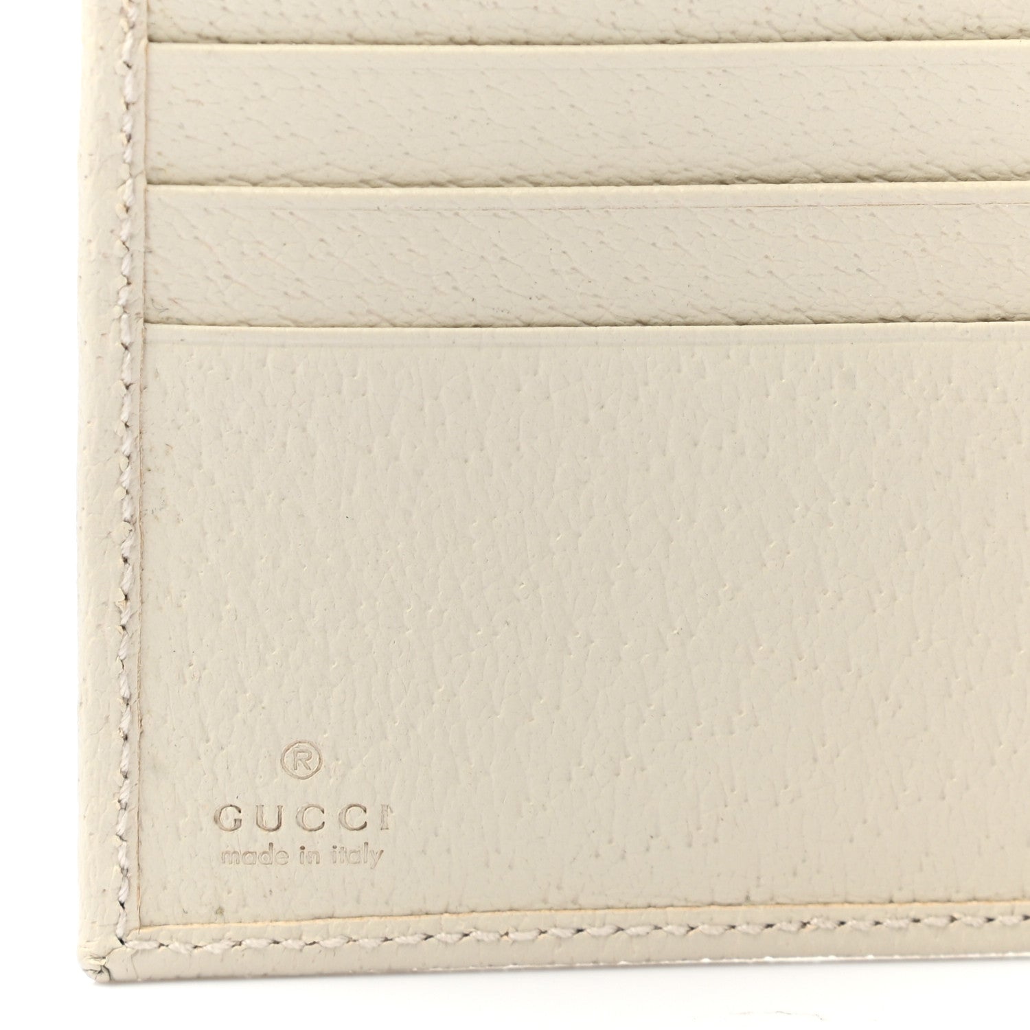 Gucci GG Supreme Monogram Textured Calfskin Web Mens Ophidia Bi-Fold Coin Wallet Beige Ebony Mystic White 6 of 9