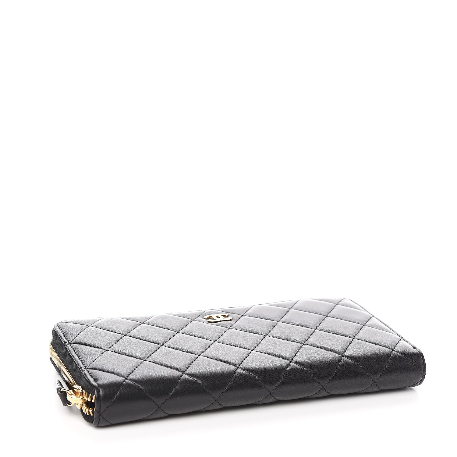 Chanel Lambskin Quilted Large Gusset Zip Around Wallet Black 4 of 13
