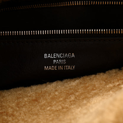 Balenciaga Crushed Calfskin Shearling Medium Rodeo Top Handle Handbag Brown Beige 7 of 10