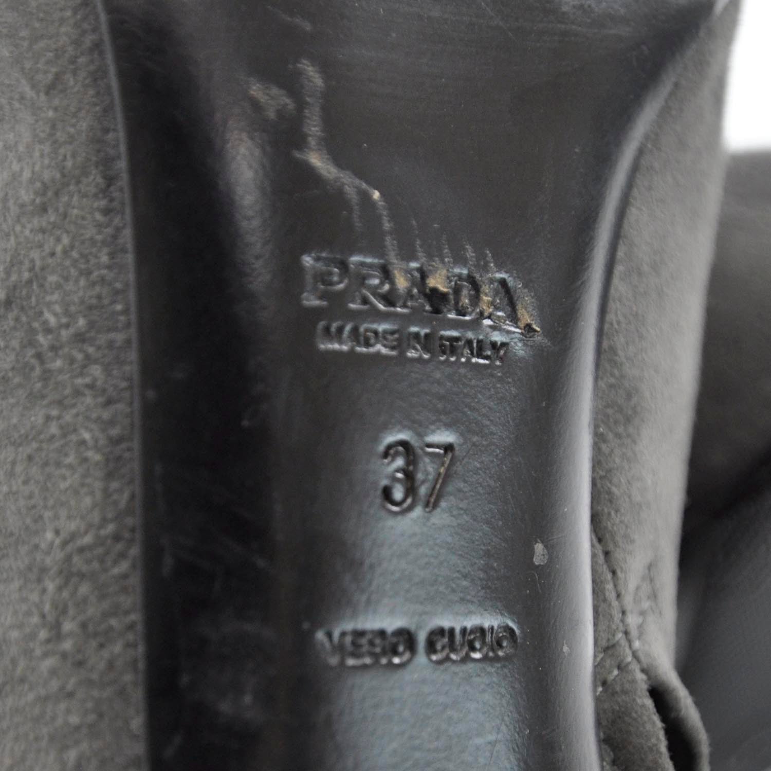 Prada Suede Ankle Boots 37 Grey 8 of 8