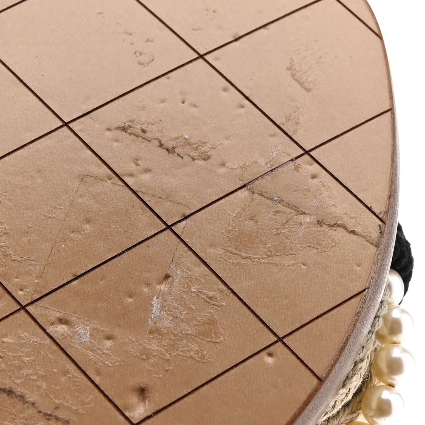 Lambskin Pearl Cord CC Mules 36 Black Beige