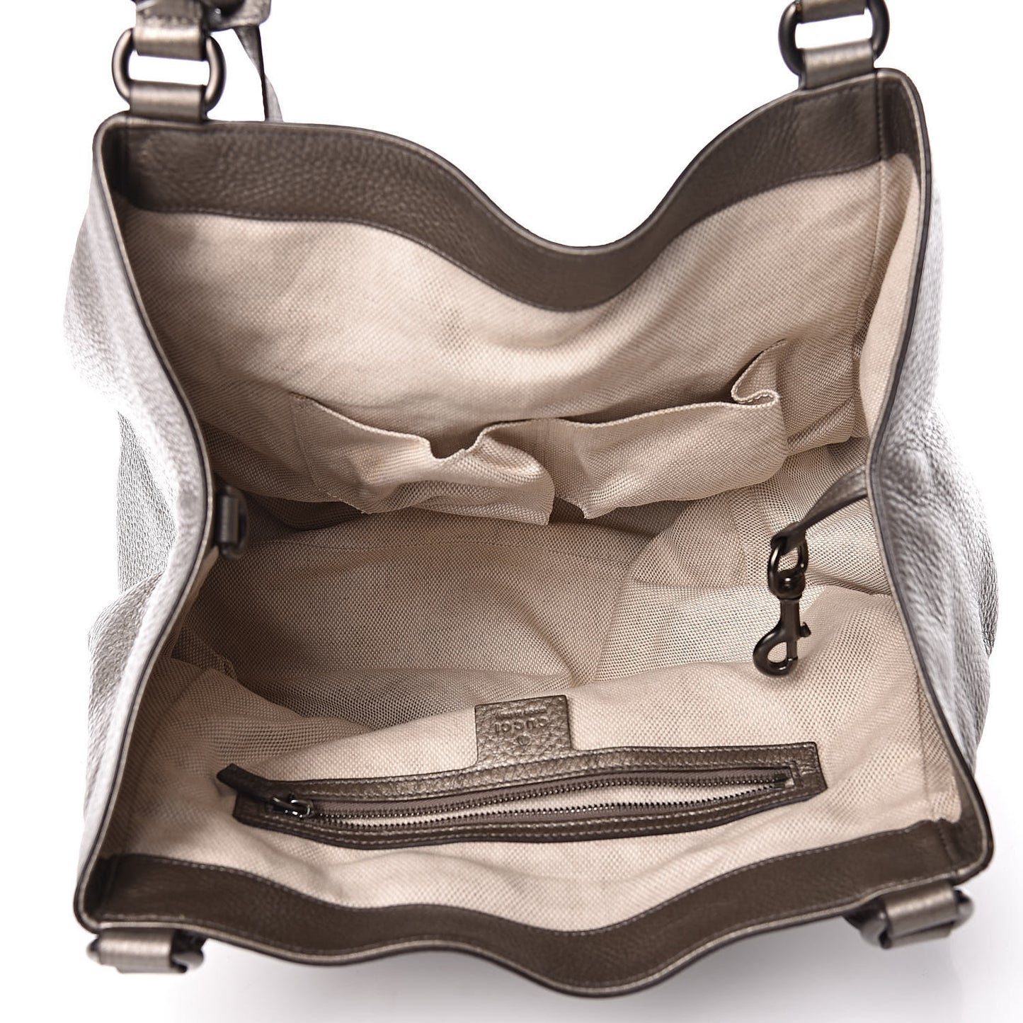 Metallic Pebbled Calfskin Medium Soho Shoulder Bag Sasso