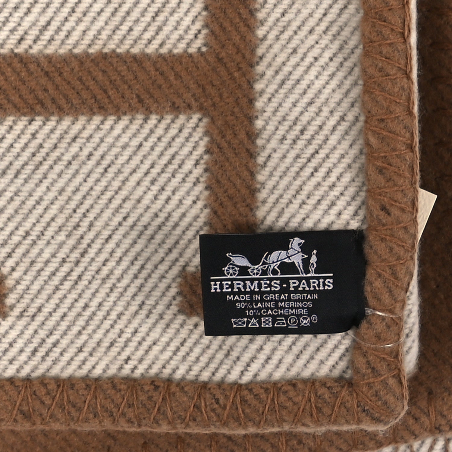 Hermes Wool Cashmere Avalon Blanket Ecru Camel 3 of 3
