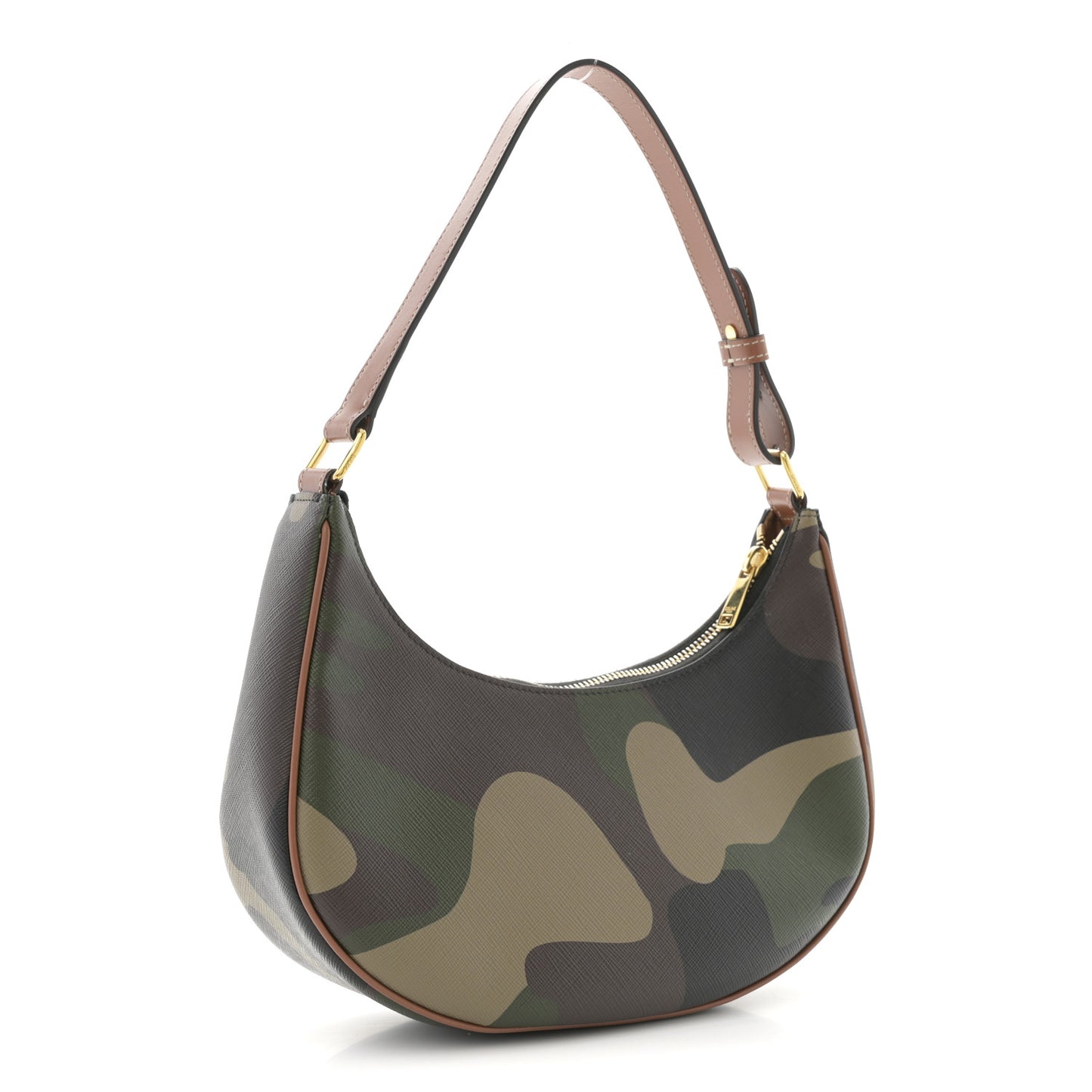 Canvas Calfskin Camouflage Ava Logo Triomphe Shoulder Bag Khaki